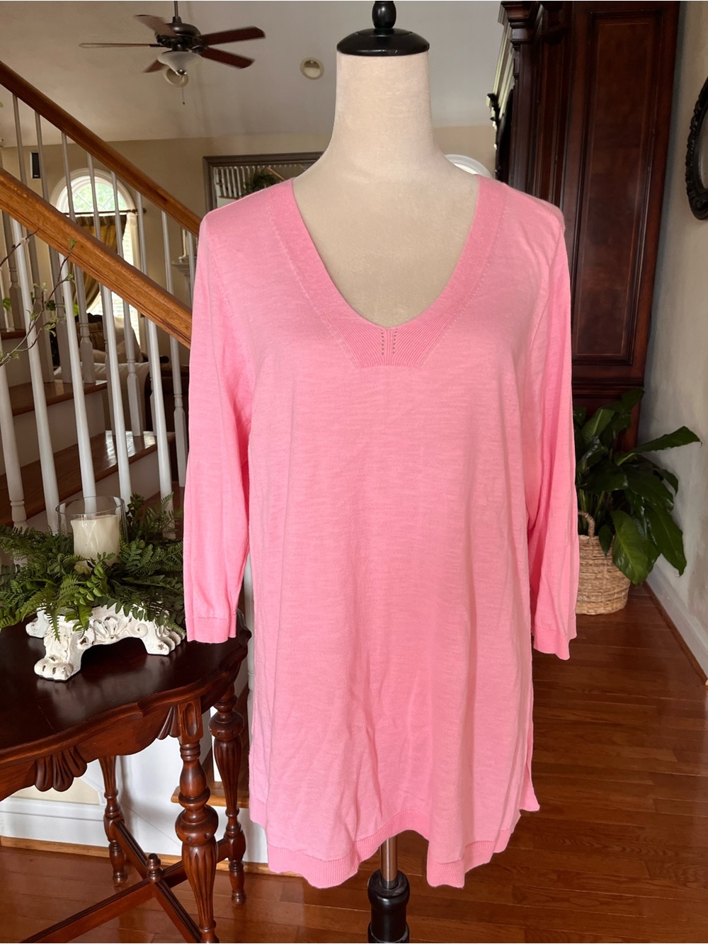 Talbots Pink V-Neck Longline Tunic